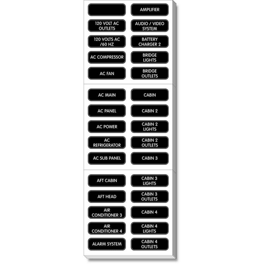 Blue Sea 8067 AC Panel Extended 120 Label Set - Great Value!