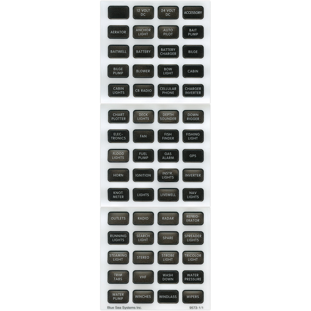 Promo! Blue Sea 8214 Black Small - Sized Label Kit with 60 DC Labels