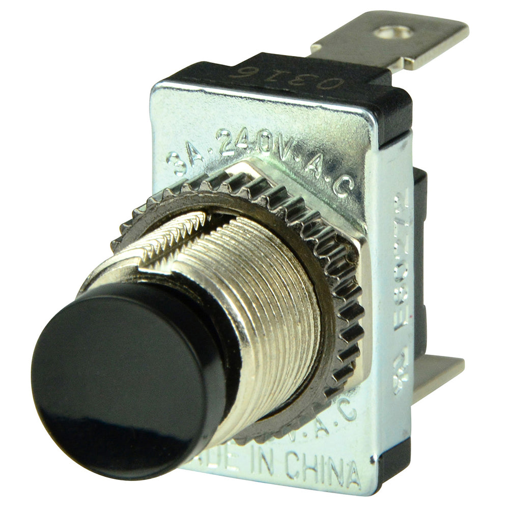 Compact Black SPST Momentary Contact Switch - OFF/(ON) [1001402]
