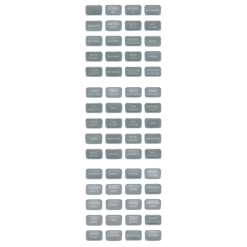 Blue Sea 8217 Grey Small-Sized Label Kit with 60 DC Labels
