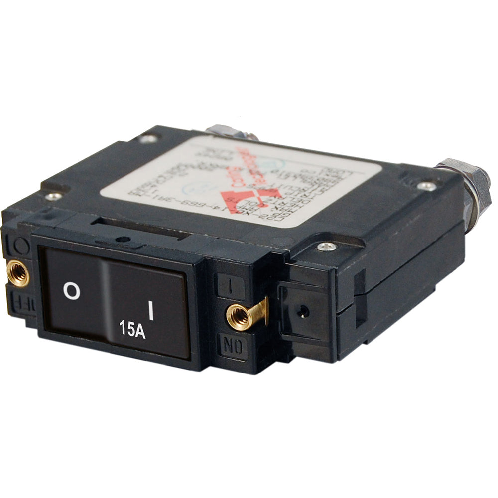 Blue Sea 7542 C-Series 15A Single Pole Flat Rocker Circuit Breaker - Ideal for Marine Use