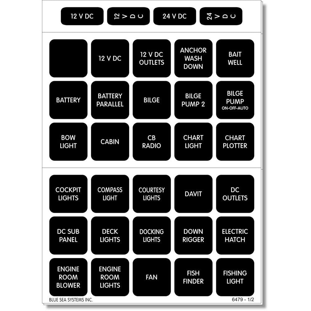 Blue Sea 4216 Set of 60 Square Format Weatherproof DC Labels