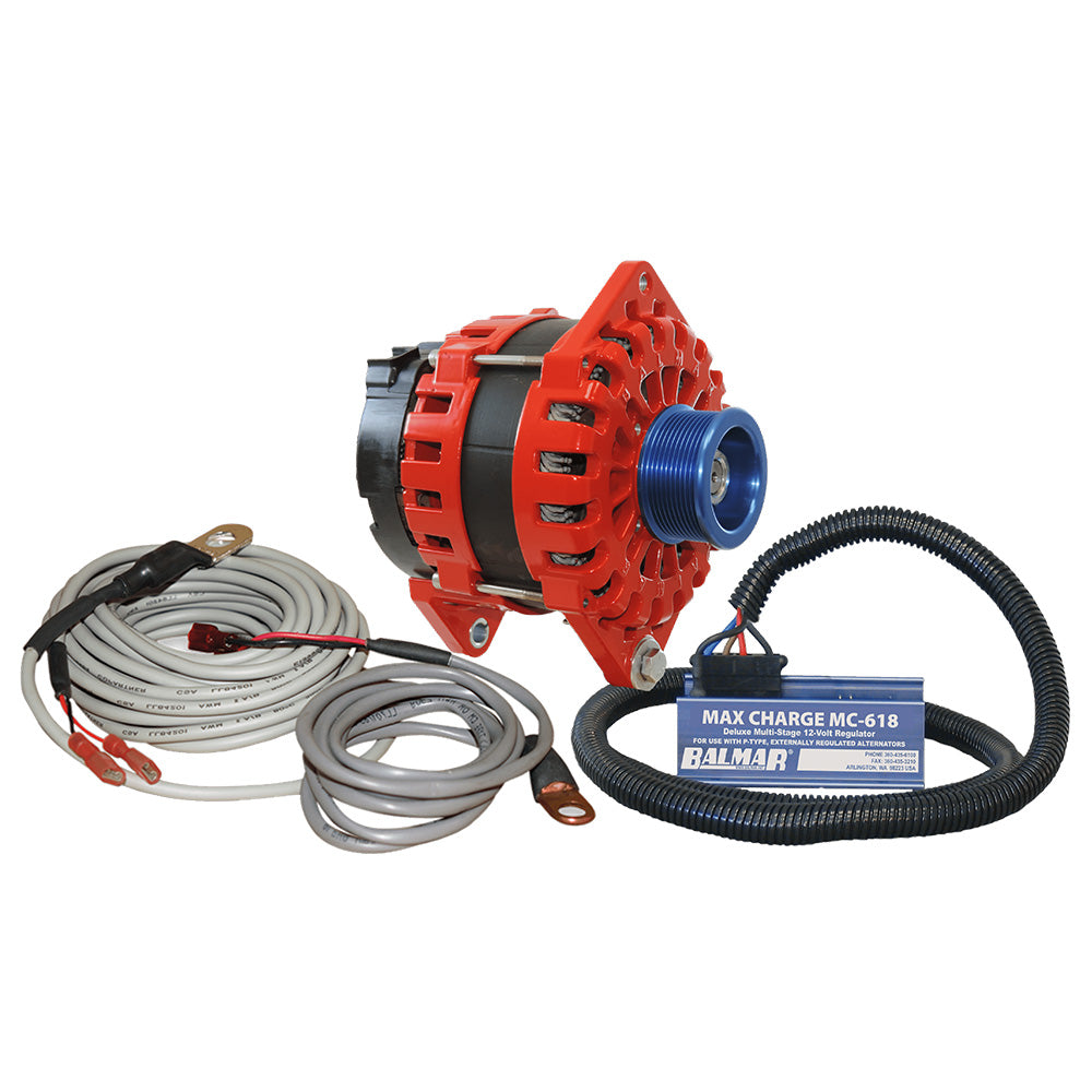 12V 250 AMP Balmar Alternator Kit with Dual Foot Saddle, J10 Pulley, Regulator & Temp Sensor