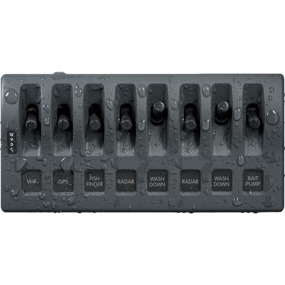 12V DC 8 - Position Waterproof Switch Panel Blue Sea 4309 WeatherDeck