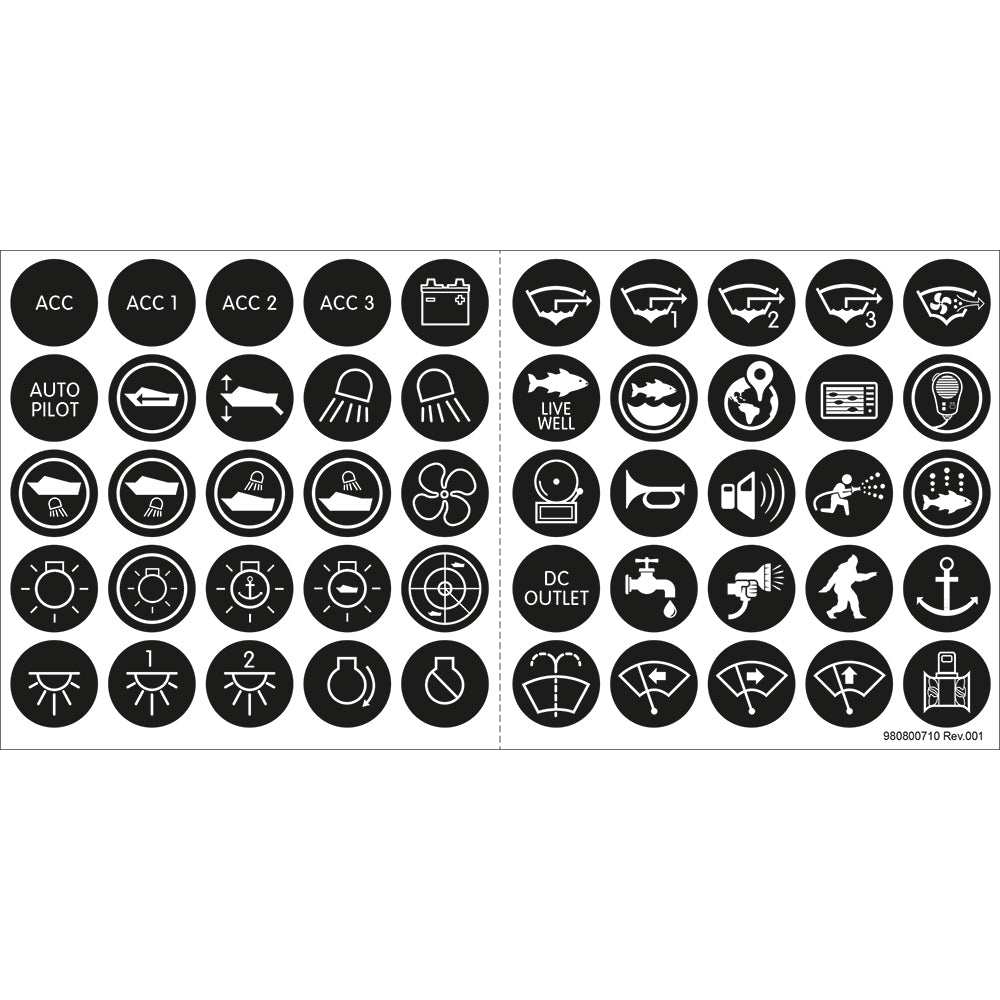 Blue Sea 4230 Push Button Switch Label Kit - 50 Durable ICON Labels on Sale