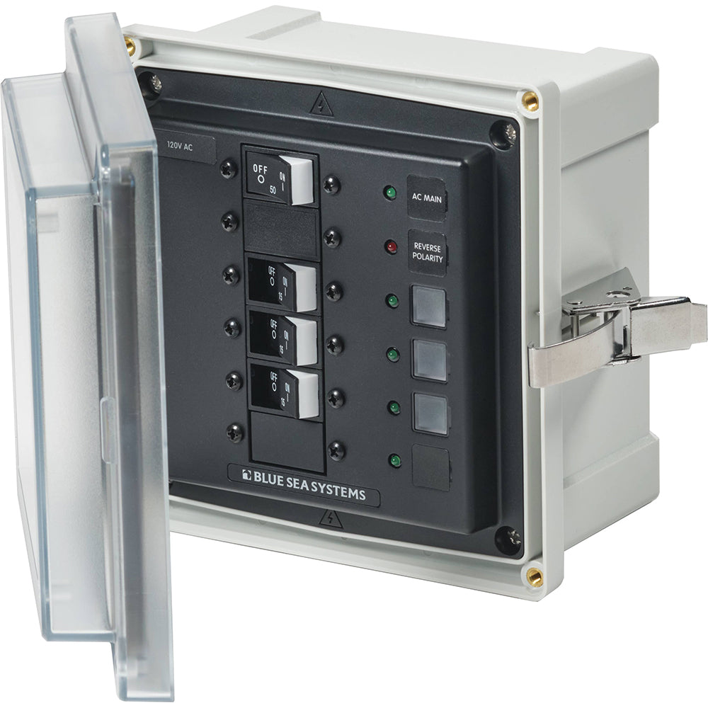 Blue Sea 3130 - 120V AC SMS Panel Enclosure with Main and 3 Branch (15A)