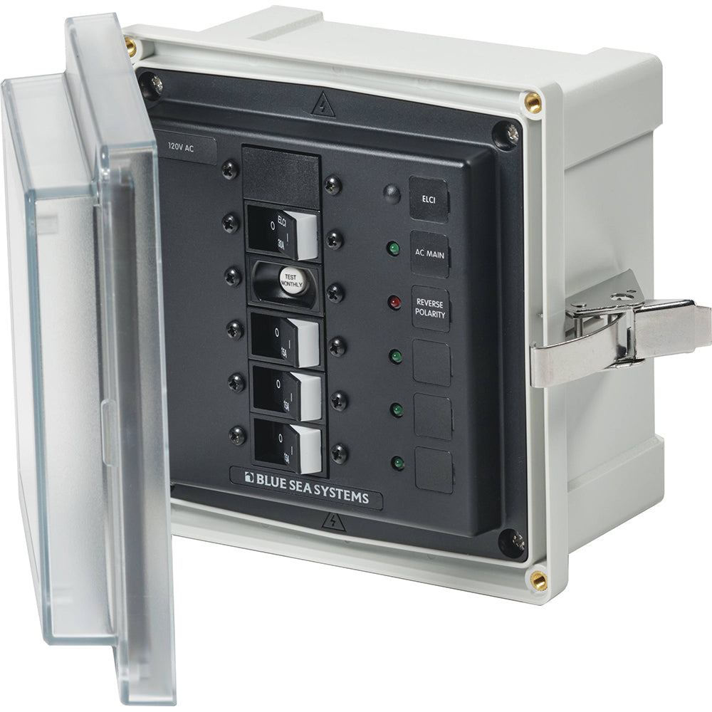 Blue Sea 3128 - Premium SMS Panel Enclosure with ELCI (30A) and 3 Branch (15A) for 120V AC