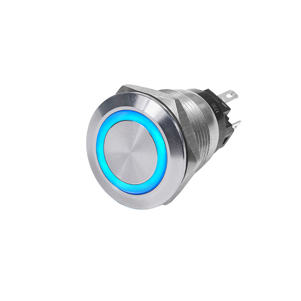 Blue Sea 4161 Stainless Steel Push Button Switch - Blue - 10A, Off-(On) Function [4161]