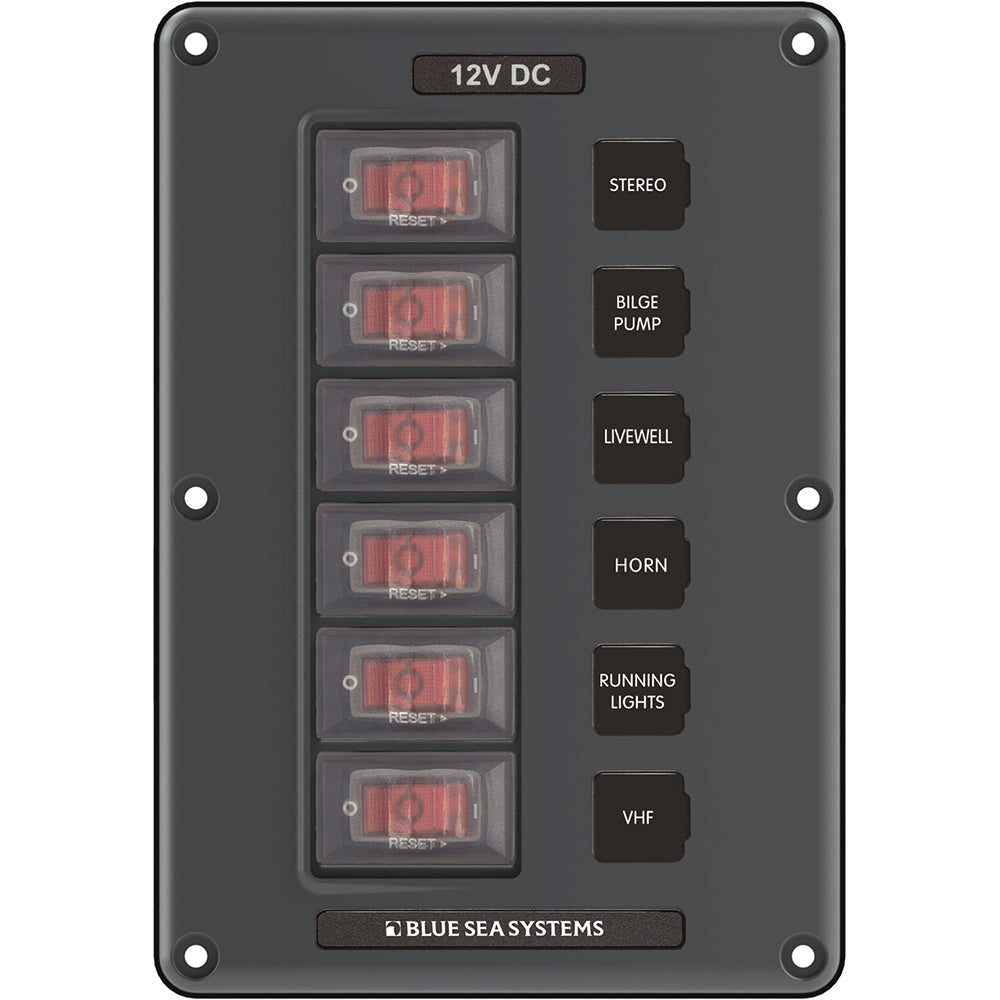 Gray 6 - Position Blue Sea 4322 Circuit Breaker Switch Panel for Easy Installation